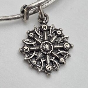ALEX &‎ ANI 'Compass' Charm Bangle Bracelet Rafaelian Silver Finish Made In USA